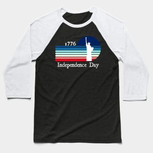 Independence Day Statue of Liberty Stripes July 4th Baseball T-Shirt